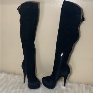 Thigh high zipper boots
